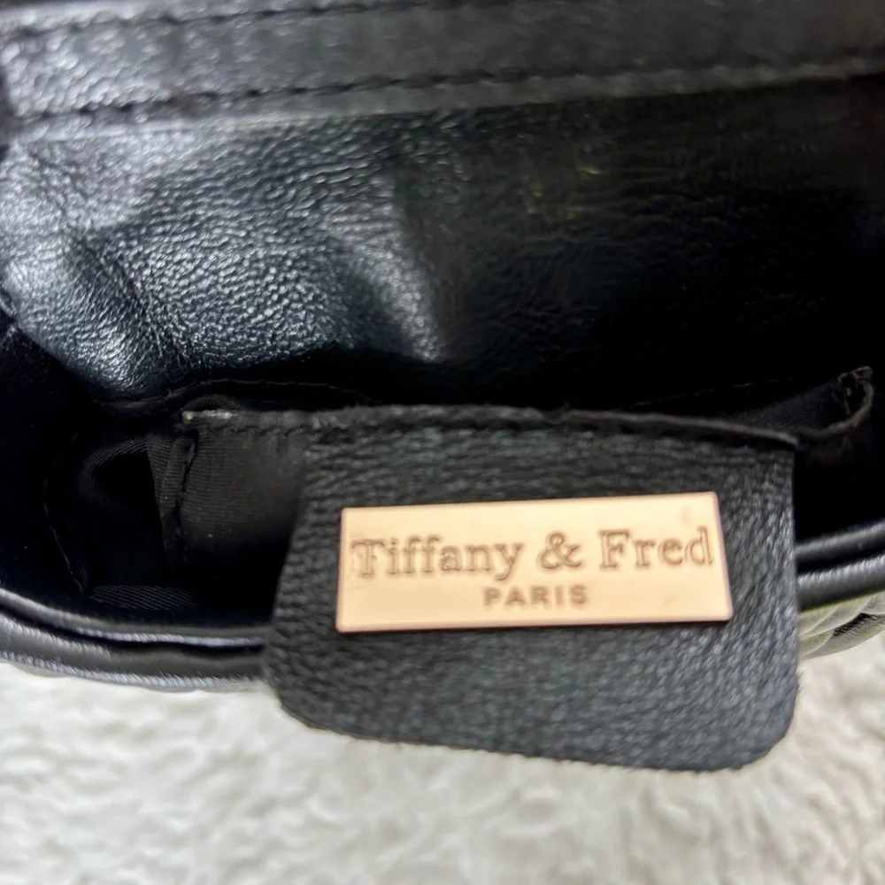 Tiffany & Fred Paris Black Quilted/Gold Small Shoulder/Crossbody Bag 7”x5”x2”
